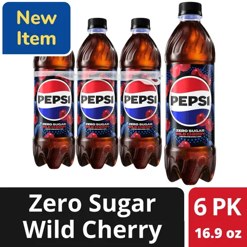 Pepsi Cola Zero Sugar Wild Cherry Soda Bottles - 6 pk / 16.9 fl oz