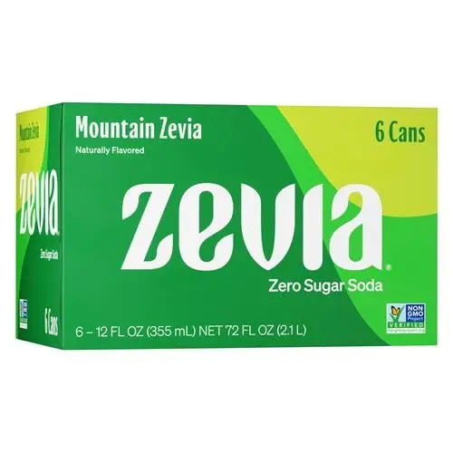 Zevia Zero Calorie Soda, Mountain Zevia, 12 Ounce Cans (Pack Of 6)