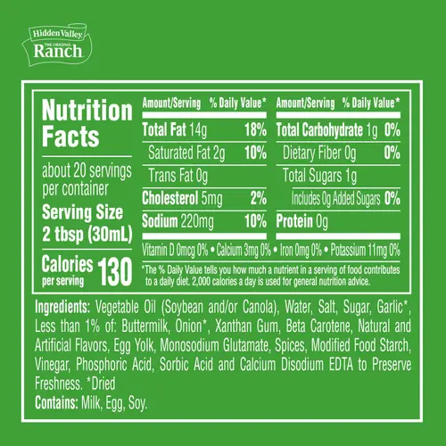 2 Pack - Hidden Valley Garlic Ranch Condiment & Dressing - 20 oz Packaging may vary thumbnail 3
