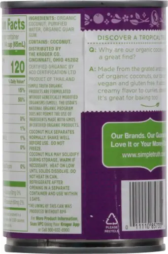 Simple Truth Organic Coconut Milk-13.5 fl oz thumbnail 2