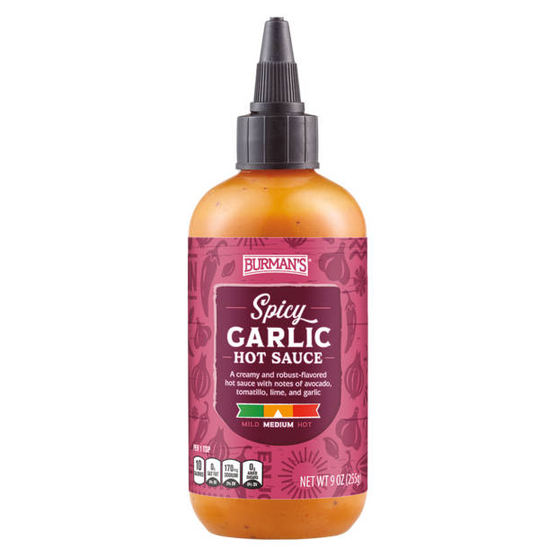 Burman's Premium Spicy Garlic Hot Sauce, 9 oz