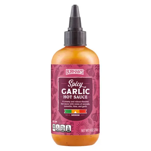 Burman's Premium Spicy Garlic Hot Sauce, 9 oz