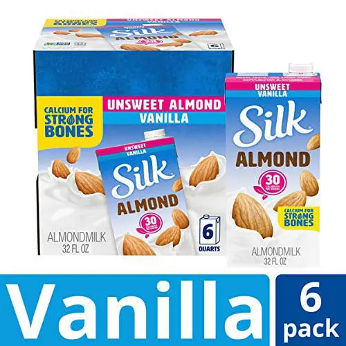 Silk Shelf-Stable Almond Milk, Unsweetened Vanilla, Dairy-Free, Vegan, Non-GMO Project Verified, 1 Quart (Pack of 6) thumbnail 2