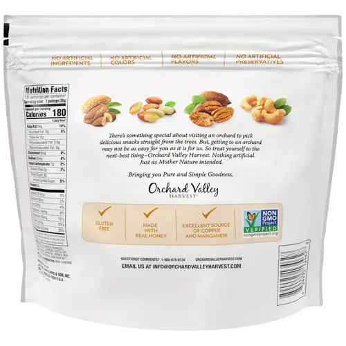 Orchard Valley Harvest Honey Roasted Mixed Nuts, 1 Ounce Bags (Pack of 15), Almonds, Peanuts, Pecans, and Cashews, Gluten Free,  thumbnail 2