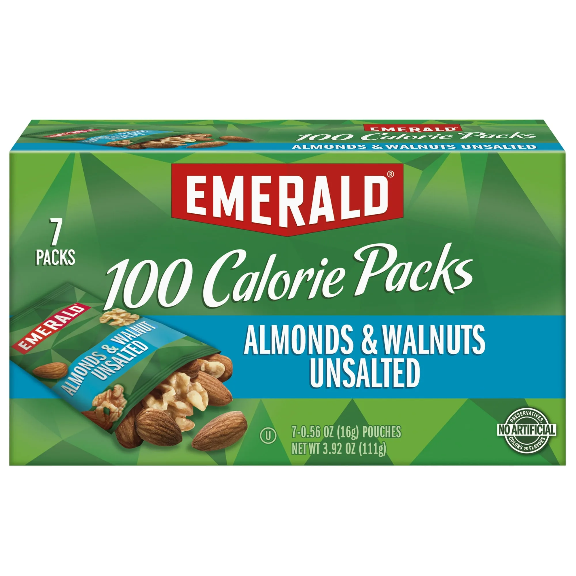 Emerald Nuts, Natural Walnuts & Almonds, 100 Calorie Packs, 7 Ct, 3.92 oz