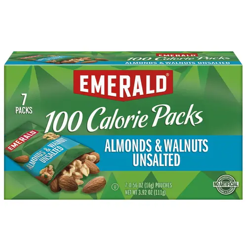 Emerald Nuts, Natural Walnuts & Almonds, 100 Calorie Packs, 7 Ct, 3.92 oz