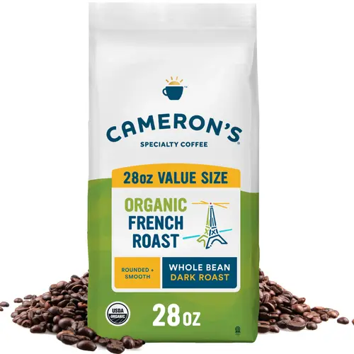 Cameron's Coffee Organic French Roast Whole Bean Coffee, Dark Roast, 28 oz, Naturally Caffeinated thumbnail 2