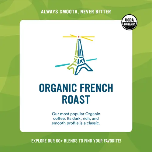 Cameron's Coffee Organic French Roast Whole Bean Coffee, Dark Roast, 28 oz, Naturally Caffeinated thumbnail 3