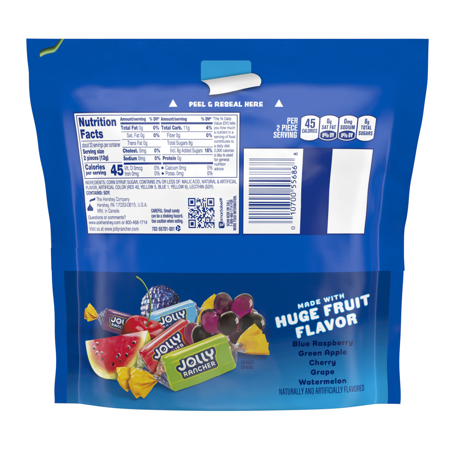 Jolly Rancher Assorted Fruit Flavored Hard Candy, Resealable Bag 14 oz thumbnail 3