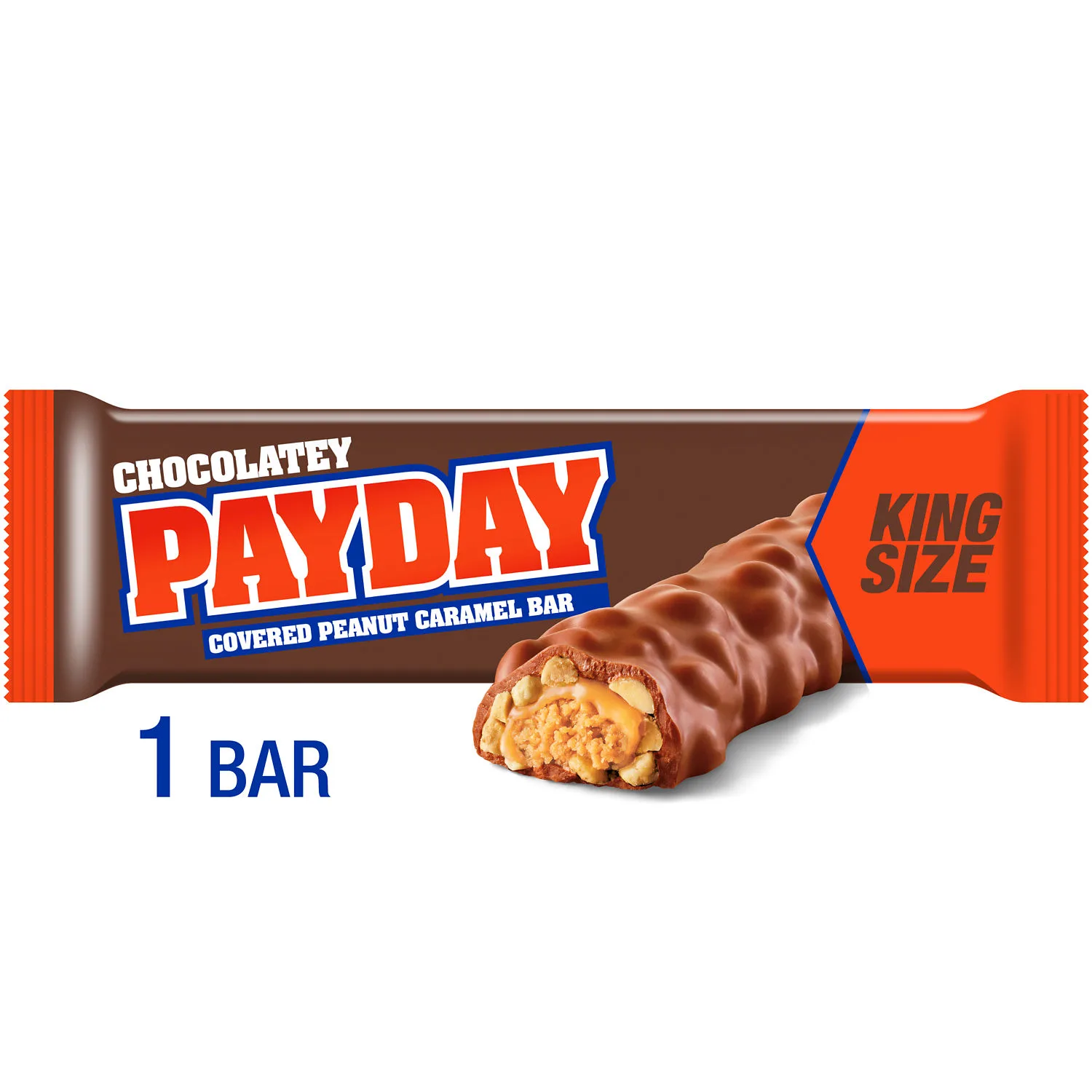Payday Chocolatey Peanut Caramel King Size Candy, Bar 3.1 oz