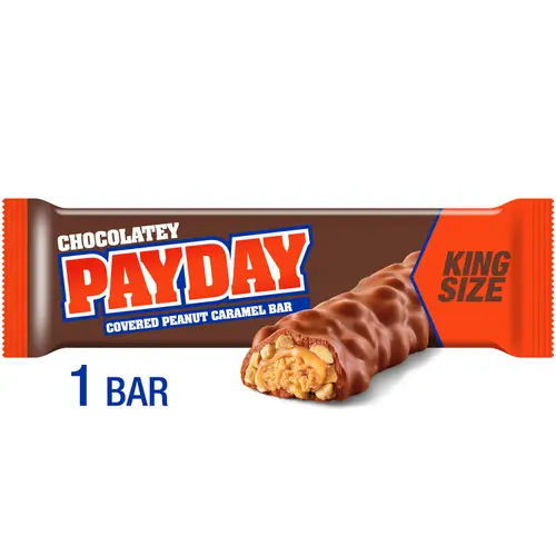 Payday Chocolatey Peanut Caramel King Size Candy, Bar 3.1 oz