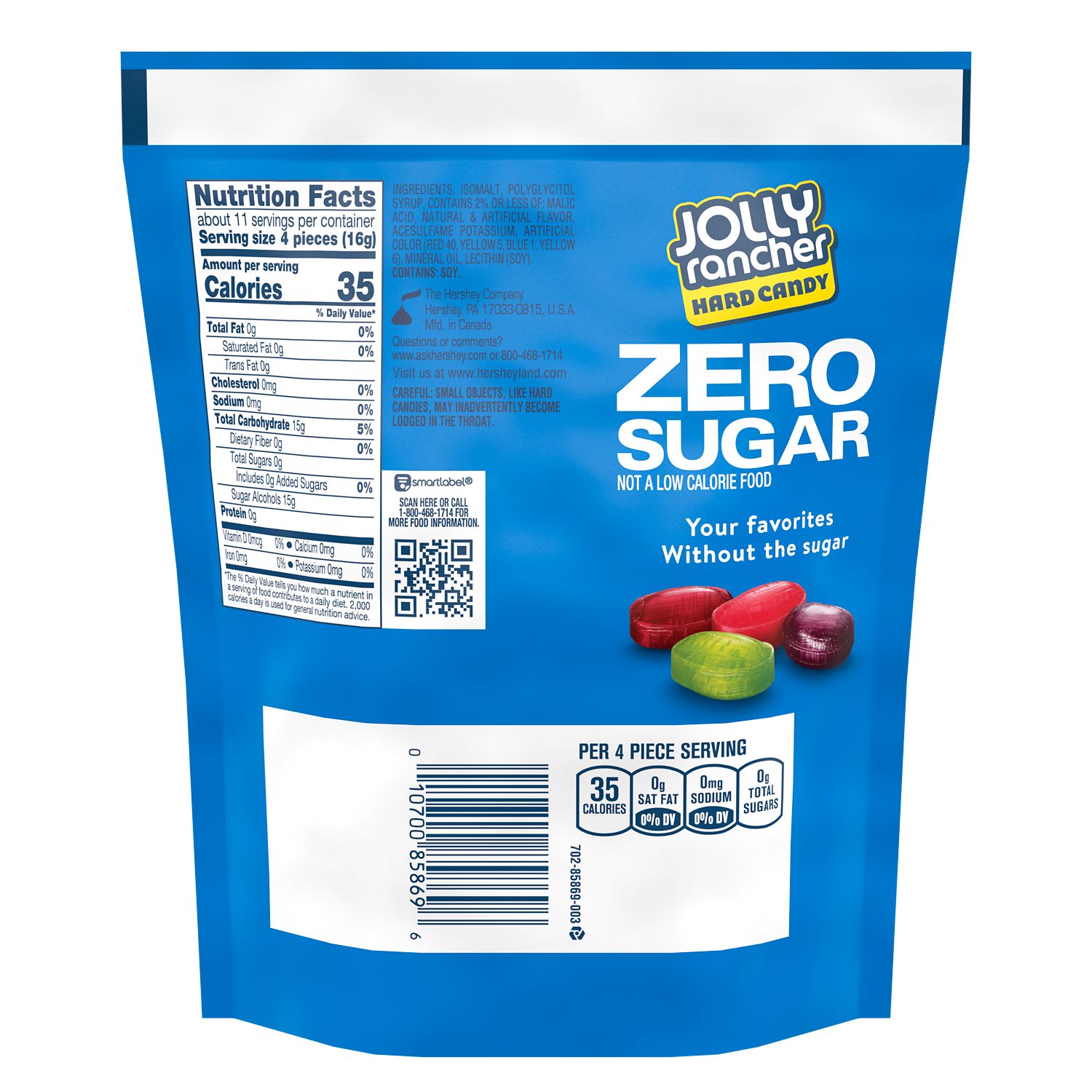 Jolly Rancher Zero Sugar Assorted Fruit Flavored Hard Candy, Bag 6.1 oz thumbnail 2