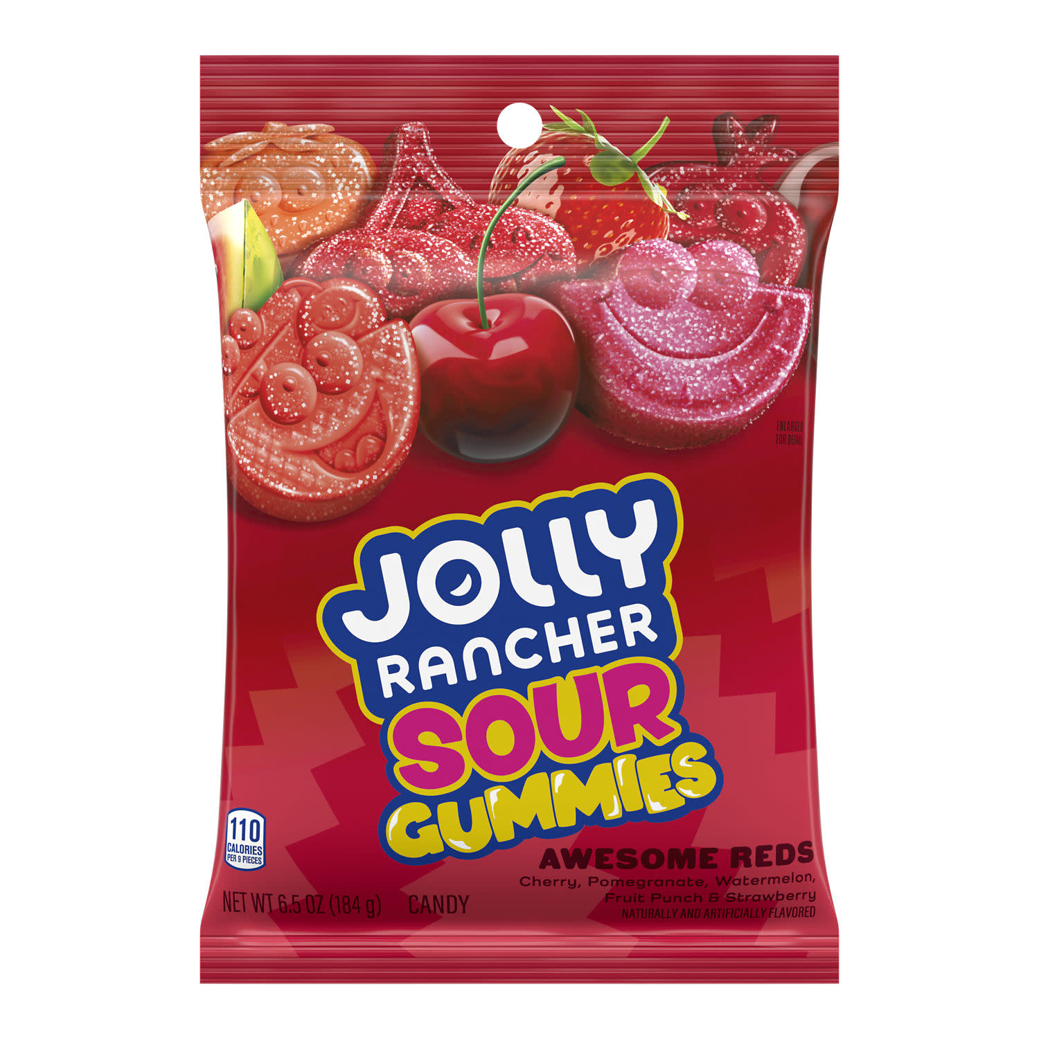 Jolly Rancher Sour Gummies Awesome Reds Assorted Fruit Flavored Candy, Bag 6.5 oz
