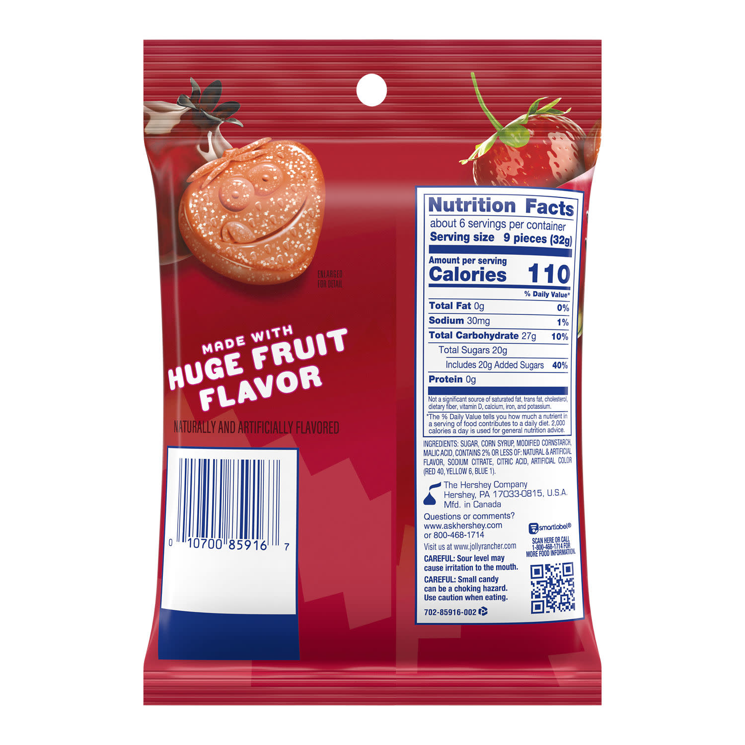 Jolly Rancher Sour Gummies Awesome Reds Assorted Fruit Flavored Candy, Bag 6.5 oz thumbnail 2