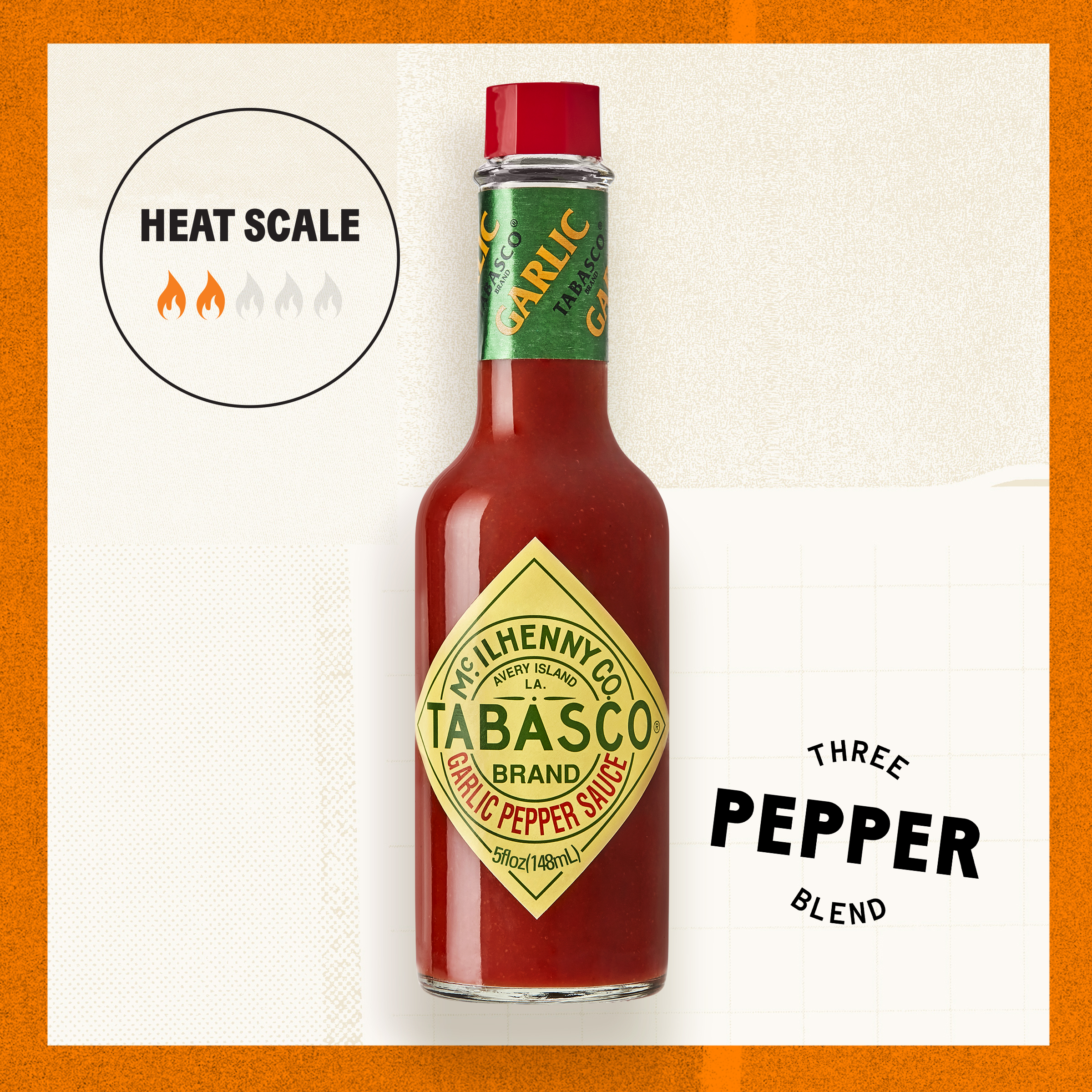 Tabasco Garlic Pepper Sauce, 5 oz, Regular Glass Bottle thumbnail 2