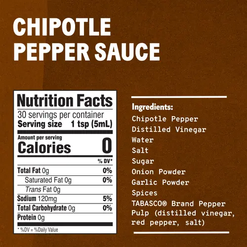 Tabasco Chipotle Pepper Sauce, 5 oz Regular Glass Bottle, Gluten Free thumbnail 3
