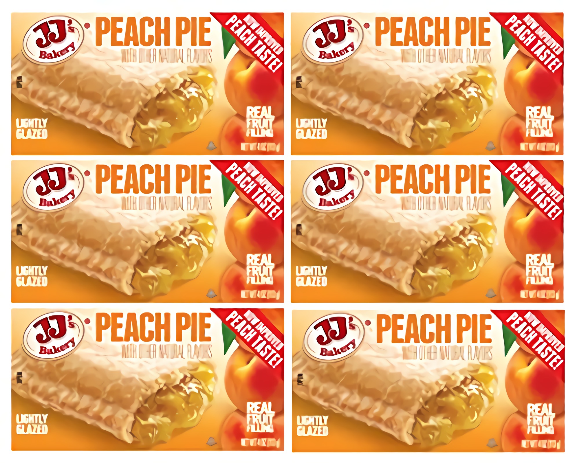 JJ's Bakery Peach Snack Pies, Individual Dessert, Fresh-Baked, Perfect for Snacks, Nut-Free, Kosher Parve, 4 Oz Each (Pack of 6)