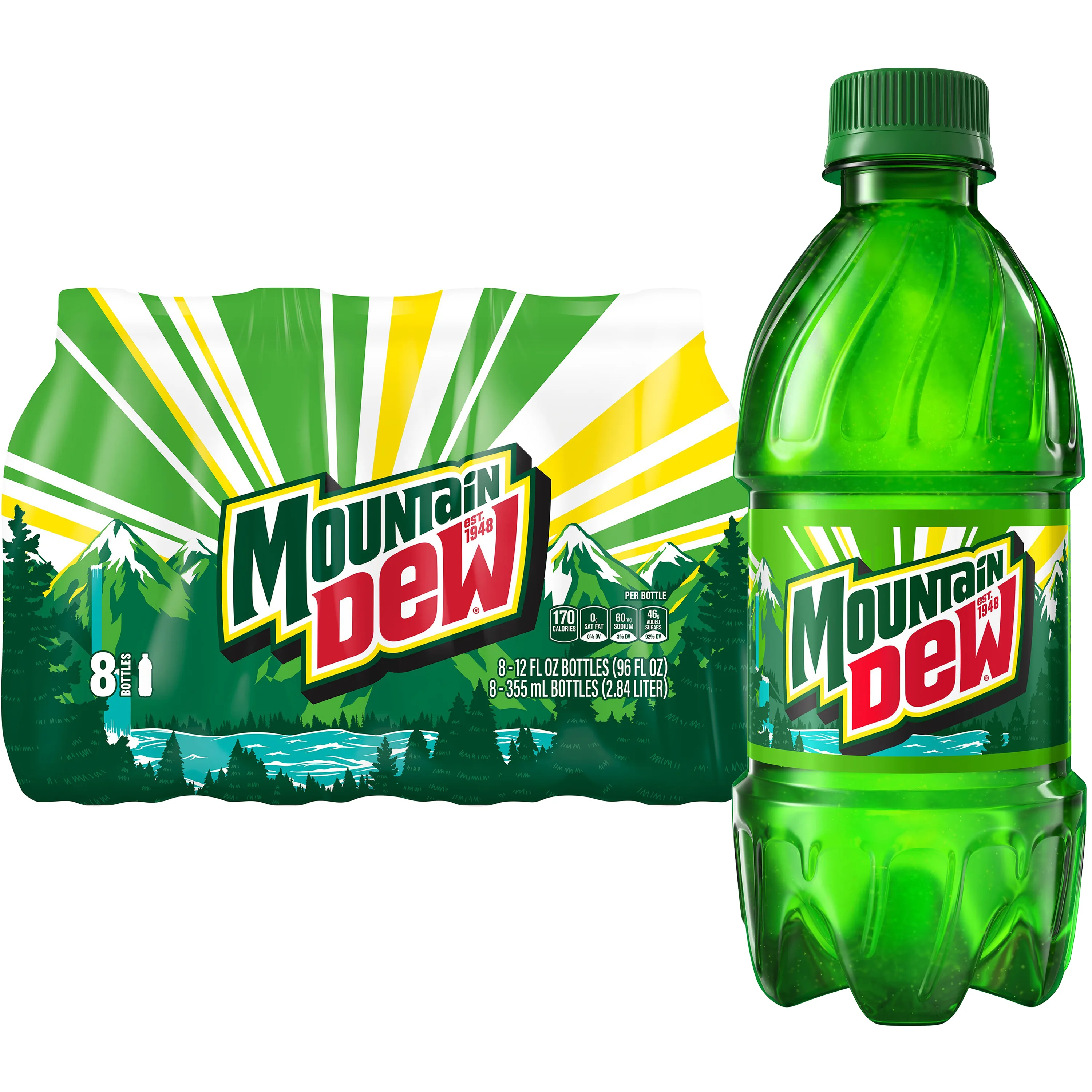 Mountain Dew Citrus Soda Pop, 12 fl oz, 8 Pack Bottles