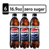 Pepsi Cola Zero Sugar Soda Pop, 16.9 fl oz, 6 Pack Bottles