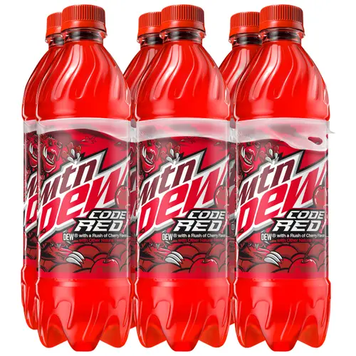 Mountain Dew Code Red Cherry Soda Pop 16.9 fl oz, 6 Count Bottles