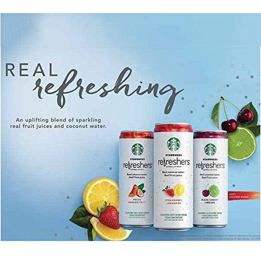 Starbucks Refreshers with Coconut Water, Strawberry Lemonade, 12 oz, 12 Pack Cans thumbnail 4