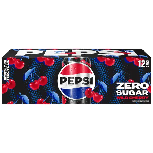Pepsi Cola Zero Sugar Wild Cherry Soda Pop, 12 fl oz, 12 Pack Cans thumbnail 2