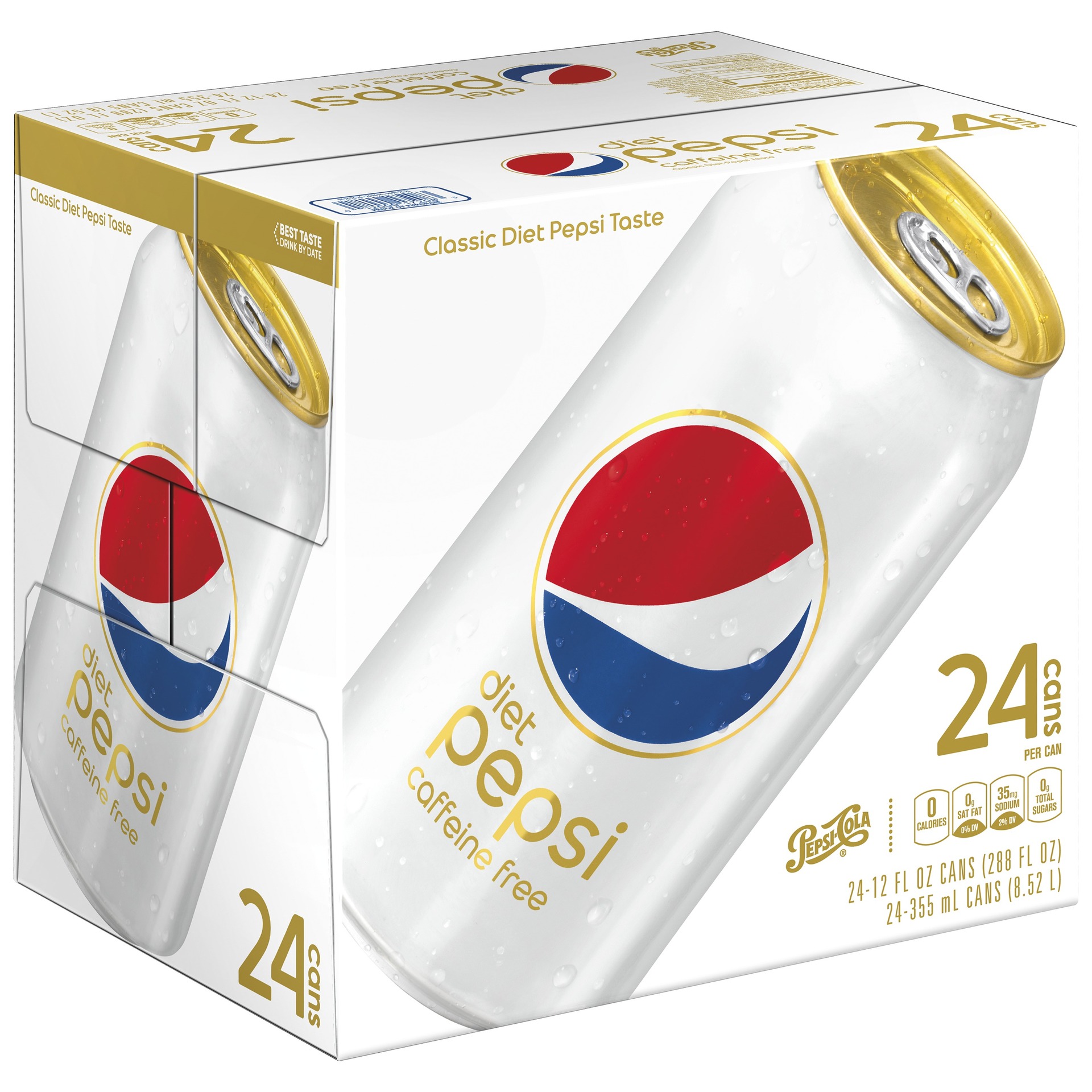 Diet Pepsi Caffeine-Free Original Cola Soda Pop, 12 fl oz (24 Cans) thumbnail 2