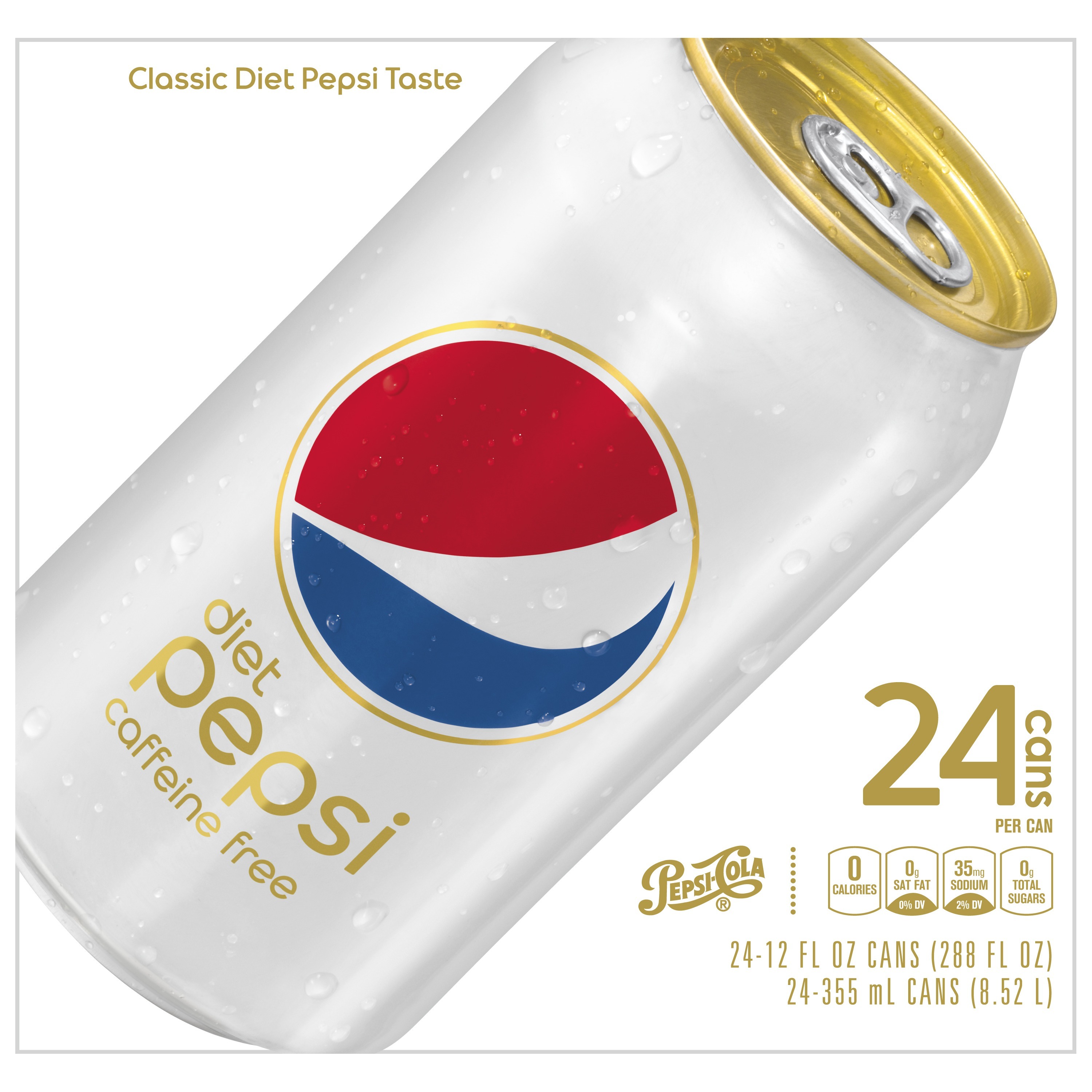 Diet Pepsi Caffeine-Free Original Cola Soda Pop, 12 fl oz (24 Cans) thumbnail 3