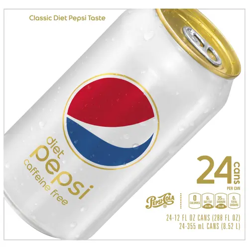 Diet Pepsi Caffeine-Free Original Cola Soda Pop, 12 fl oz (24 Cans) thumbnail 3