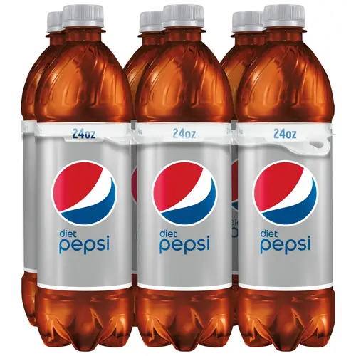 Diet Pepsi Cola Soda Pop, 24 fl oz, 6 Pack Bottles