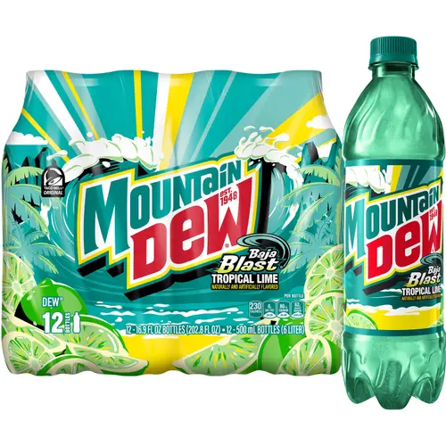 Mtn Dew Baja Blast, 16.9 oz Bottles, 6 Count