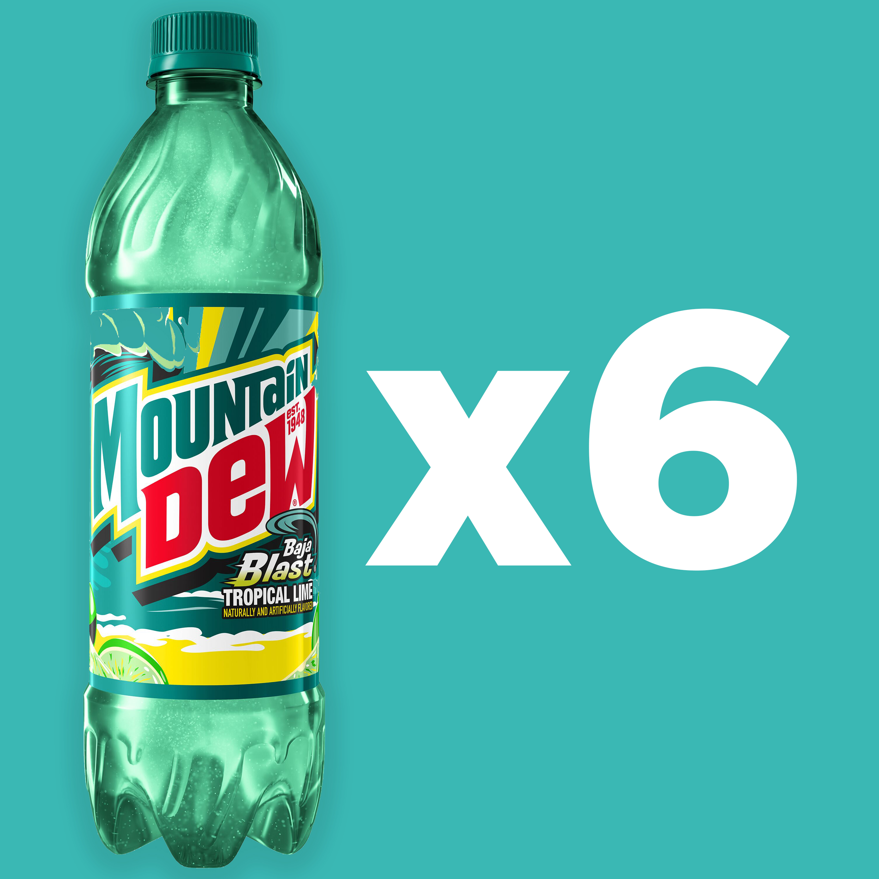Mtn Dew Baja Blast, 16.9 oz Bottles, 6 Count thumbnail 2