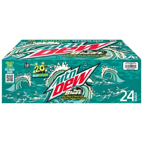 Mountain Dew Baja Blast Tropical Lime Soda Pop, 12 oz 24 Pack Cans