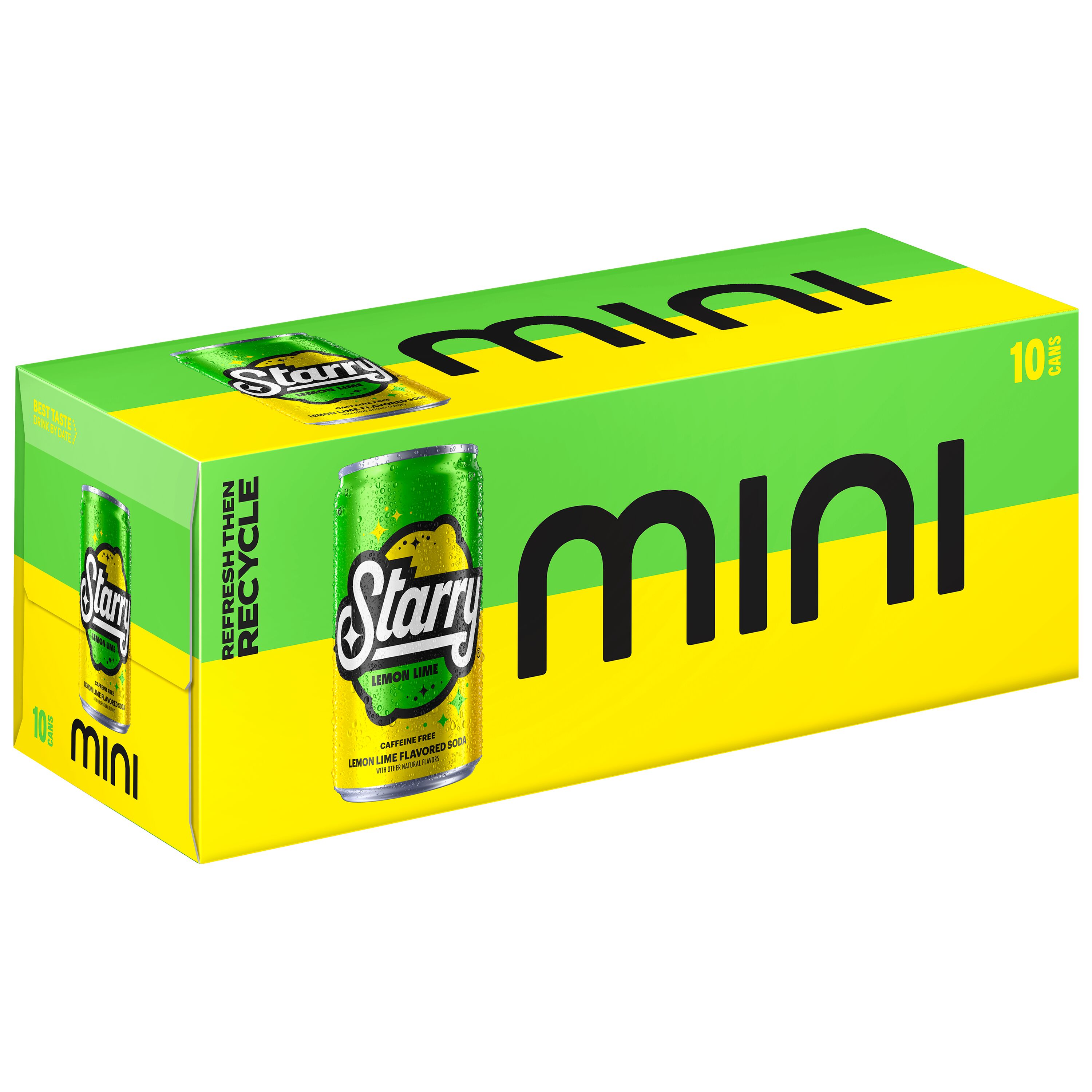 Starry Lemon Lime Soda Pop, 7.5 fl oz, 10 Pack Mini Cans thumbnail 2