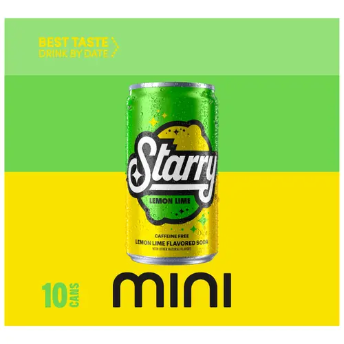 Starry Lemon Lime Soda Pop, 7.5 fl oz, 10 Pack Mini Cans thumbnail 3