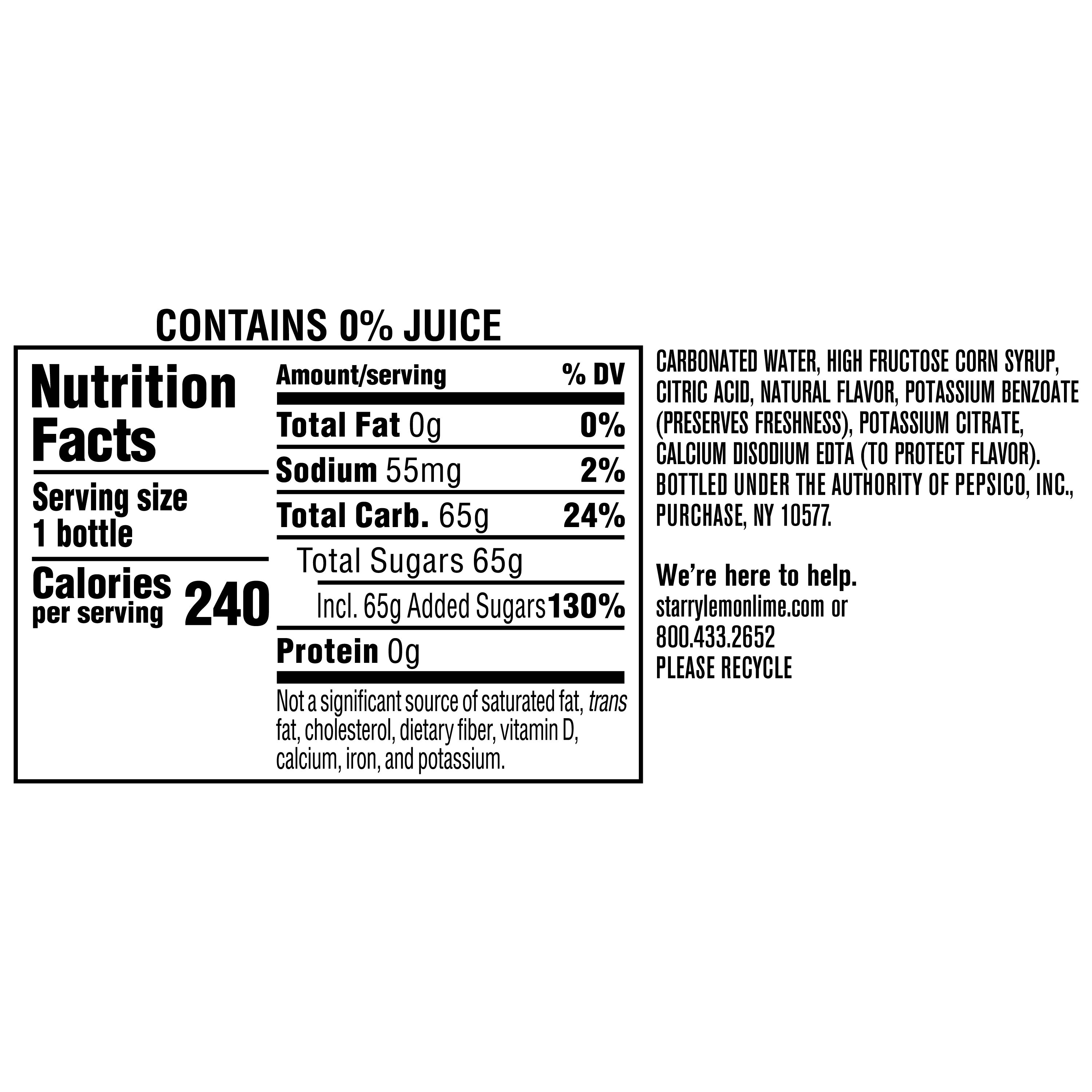 Starry Lemon Lime Soda Pop, 20 fl oz, Bottle thumbnail 4