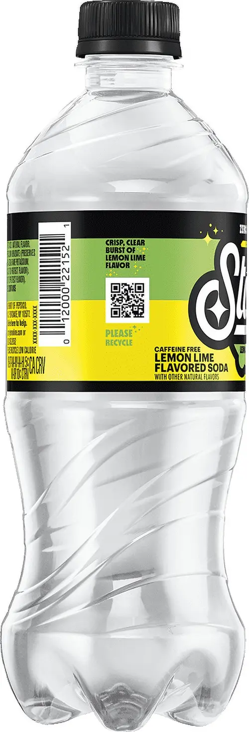 Starry Zero Sugar Lemon Lime Soda Pop, 20 fl oz, Bottle thumbnail 3
