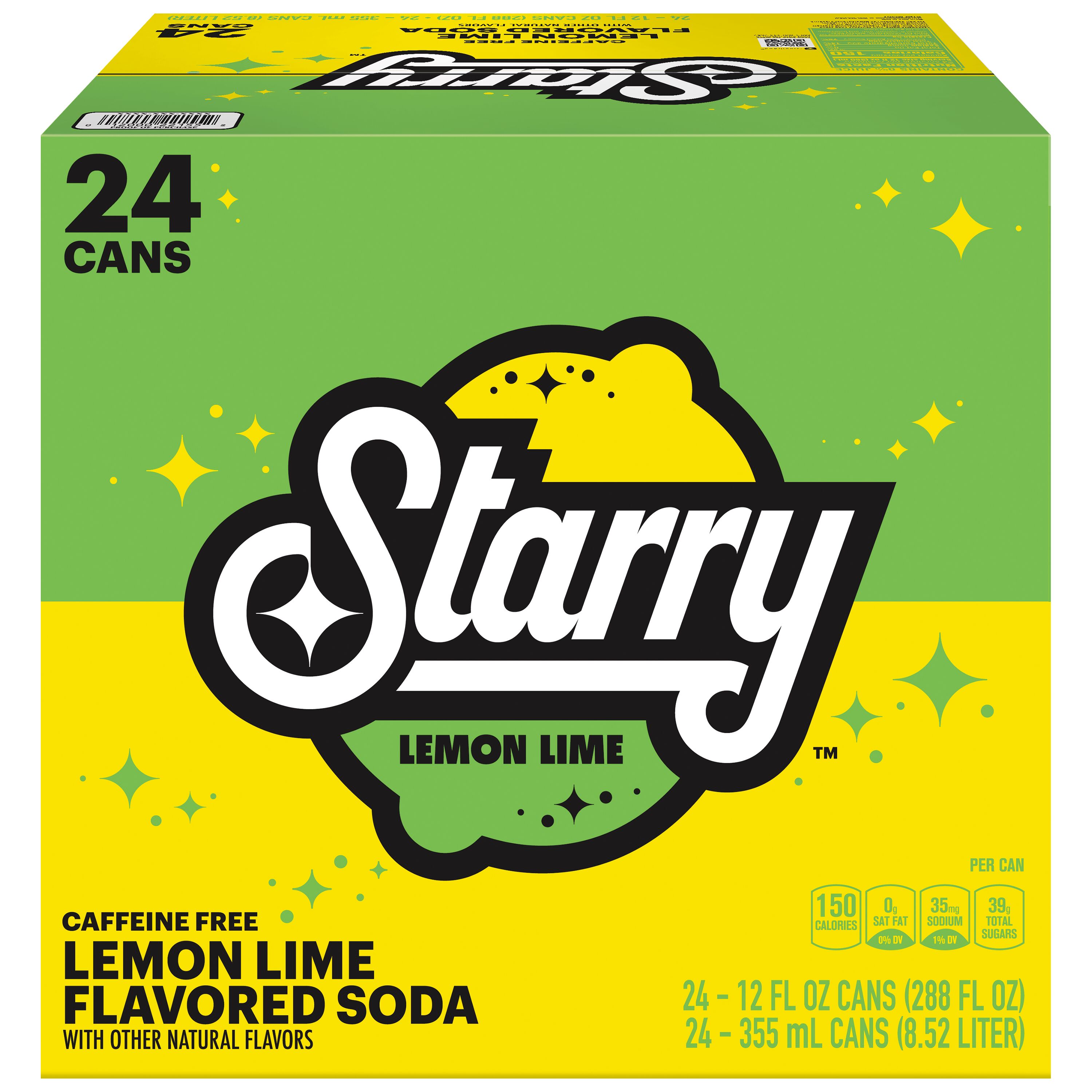 Starry Lemon Lime Soda Pop, 12 fl oz, 24 Pack Cans