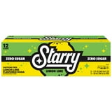 Starry Zero Sugar Lemon Lime Soda Pop, 12 fl oz, 12 Pack Cans