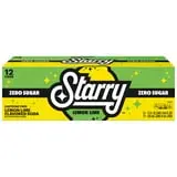 Starry Zero Sugar Lemon Lime Soda Pop, 12 fl oz, 12 Pack Cans