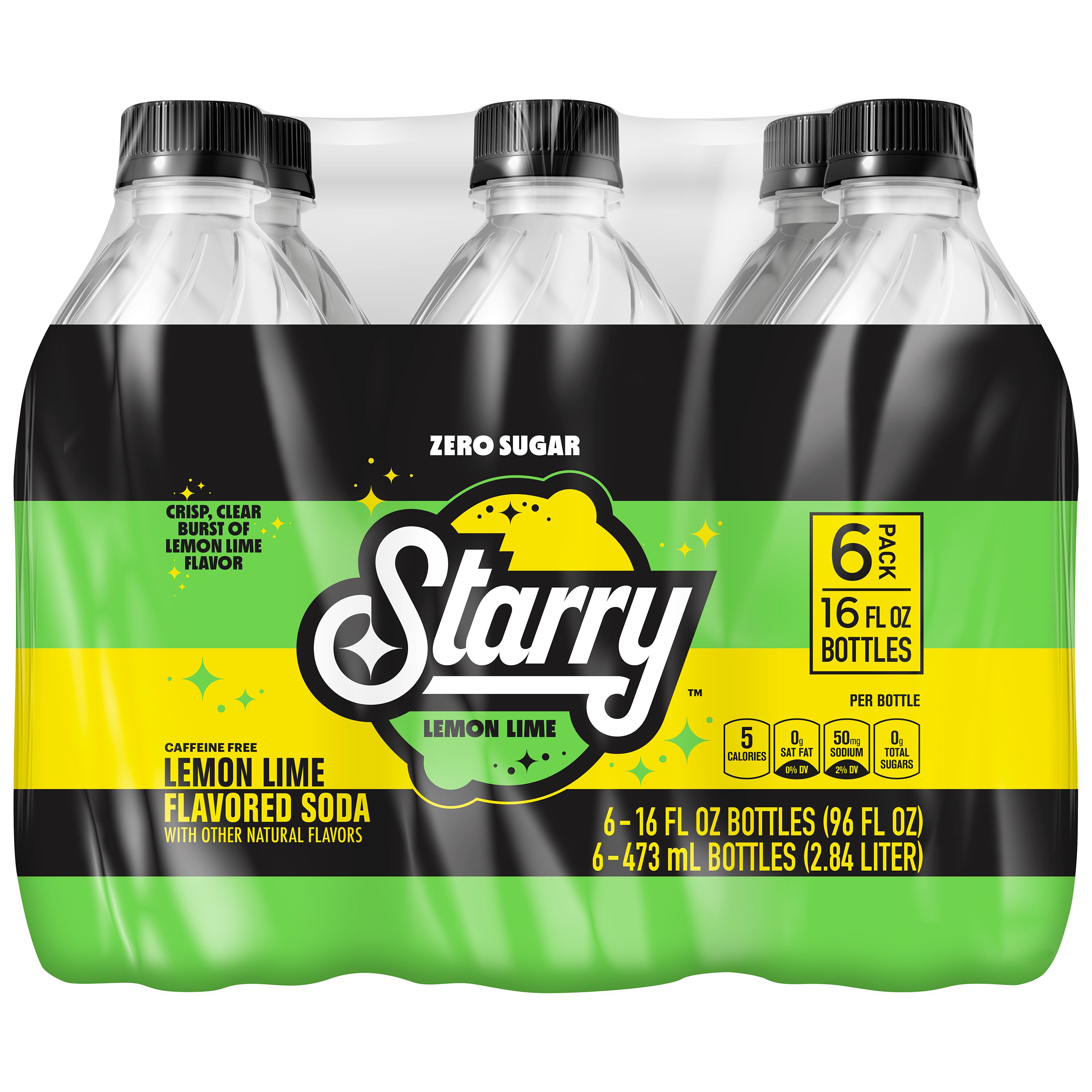 Starry Zero Sugar Lemon Lime Soda Pop, 16 fl oz, 6 Pack Cans thumbnail 2