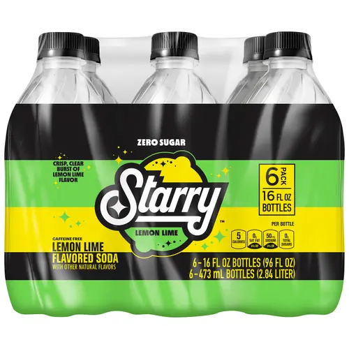Starry Zero Sugar Lemon Lime Soda Pop, 16 fl oz, 6 Pack Cans thumbnail 2