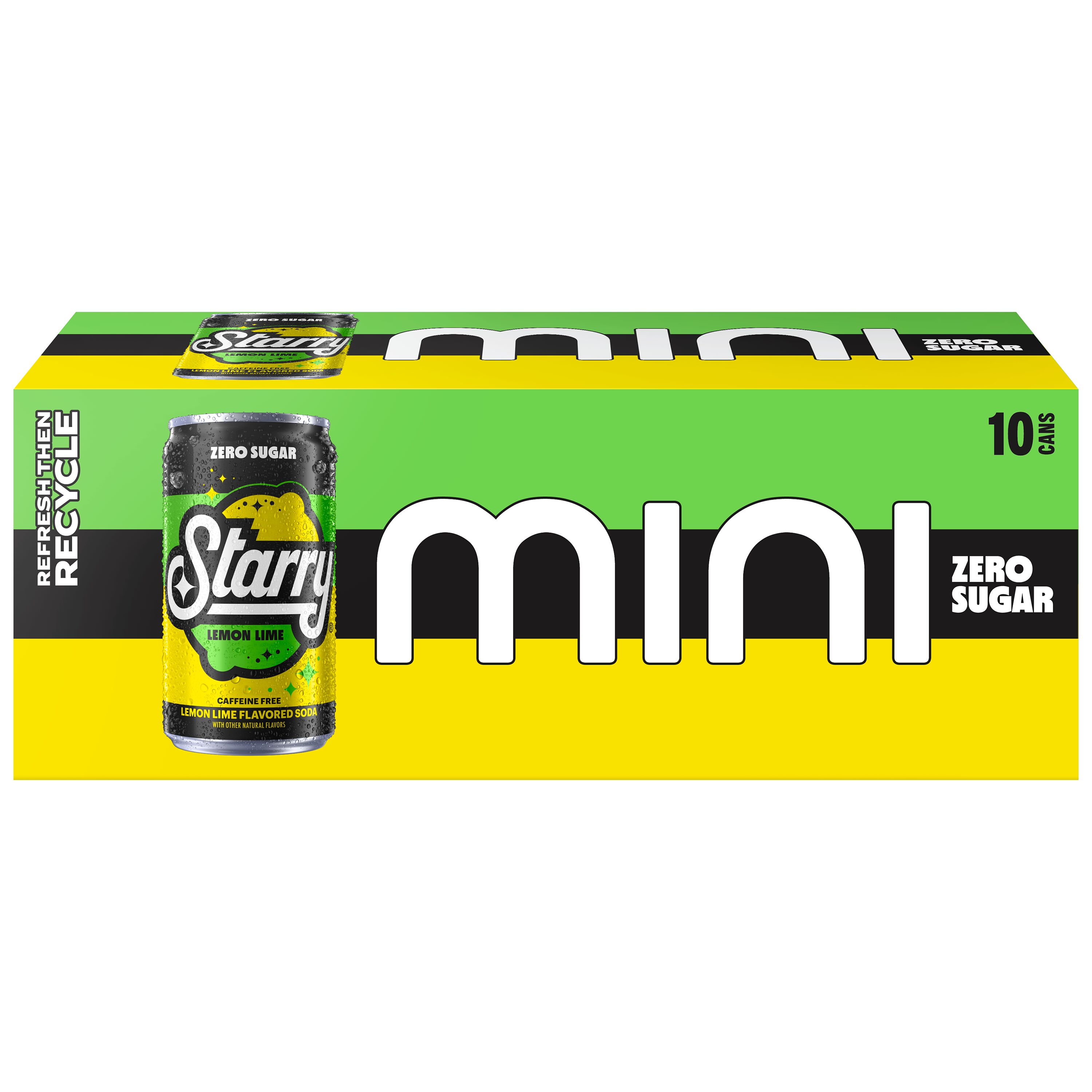 Starry Zero Sugar Lemon Lime Soda Pop, 7.5 fl oz, 10 Pack Mini Cans thumbnail 2
