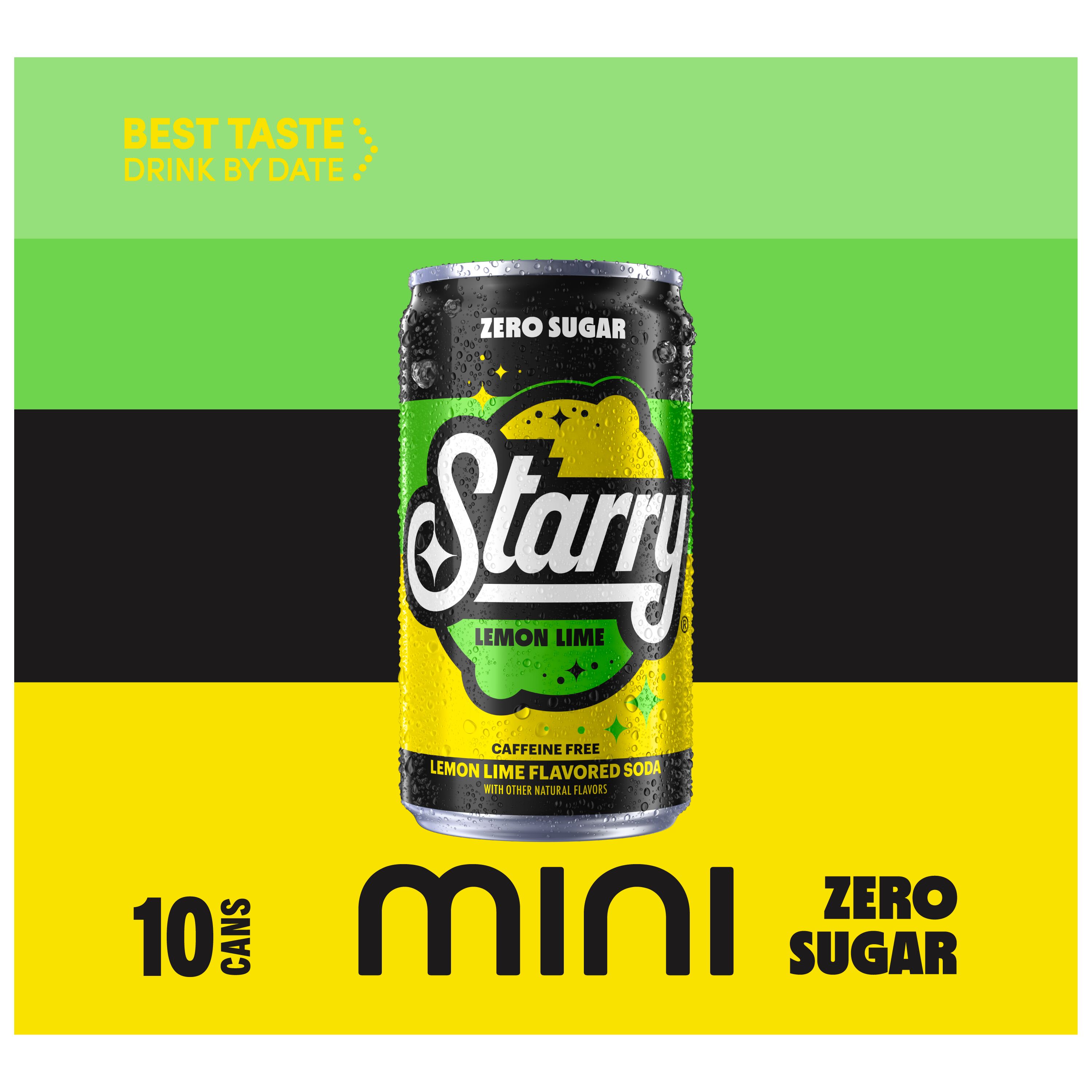 Starry Zero Sugar Lemon Lime Soda Pop, 7.5 fl oz, 10 Pack Mini Cans thumbnail 3