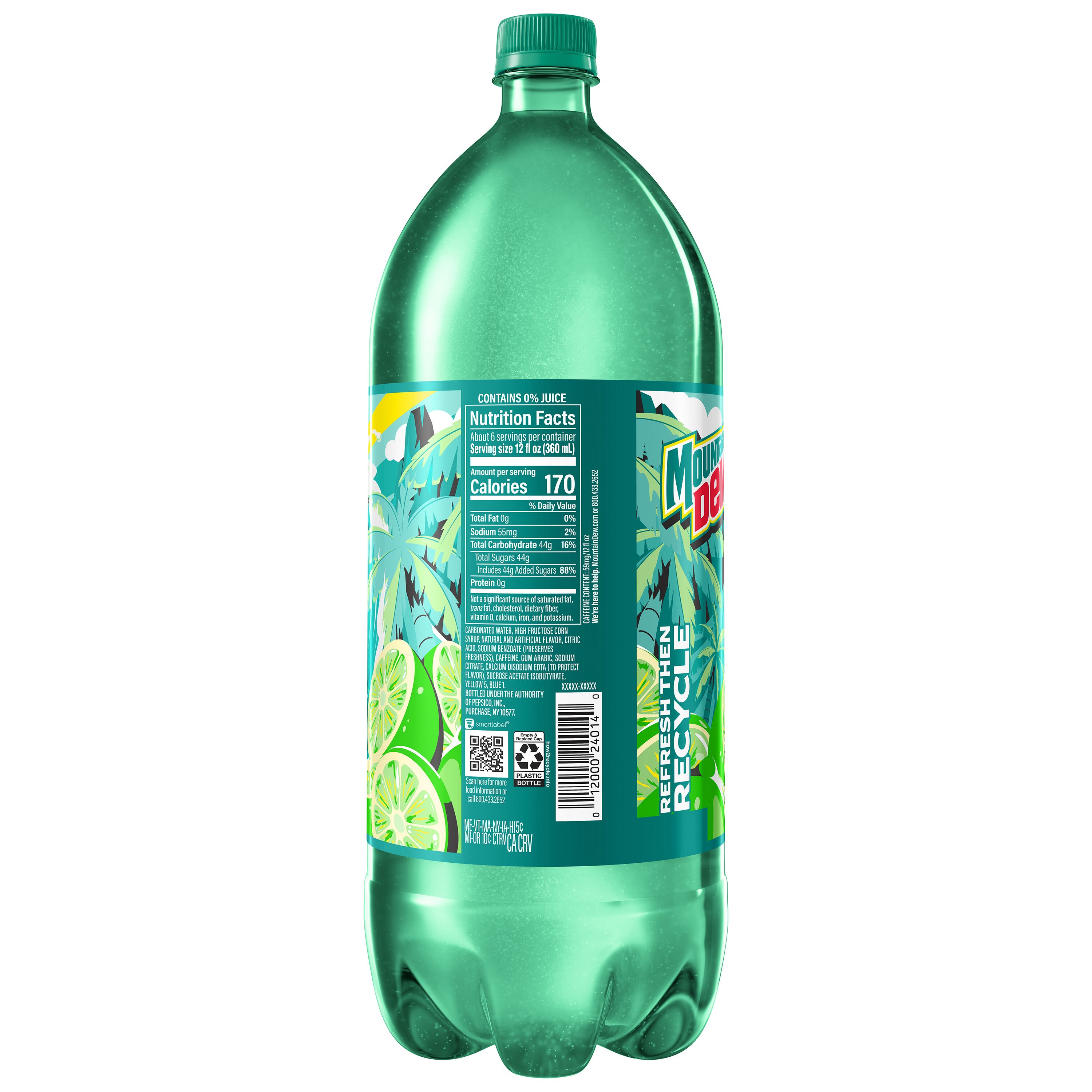 Mountain Dew Baja Blast Soda Pop 2 Liter Bottle thumbnail 3