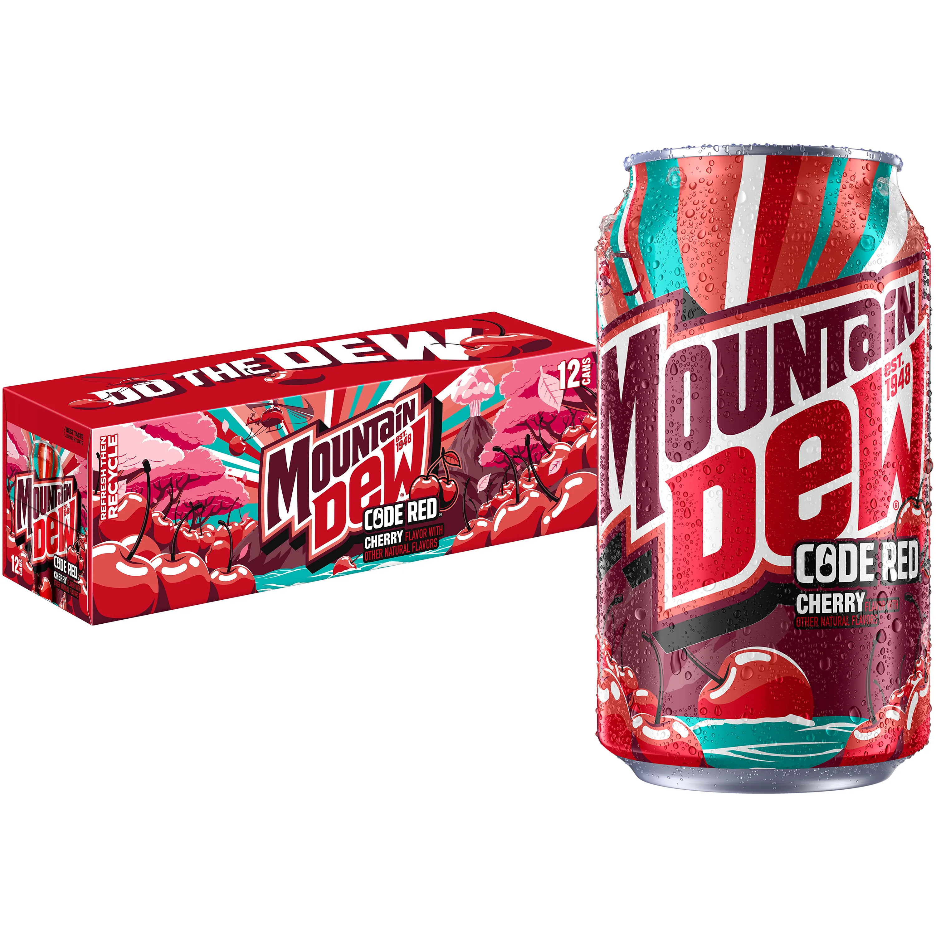 Mountain Dew Code Red Cherry Flavored Soda Pop, 12 fl oz, 12 Pack Cans