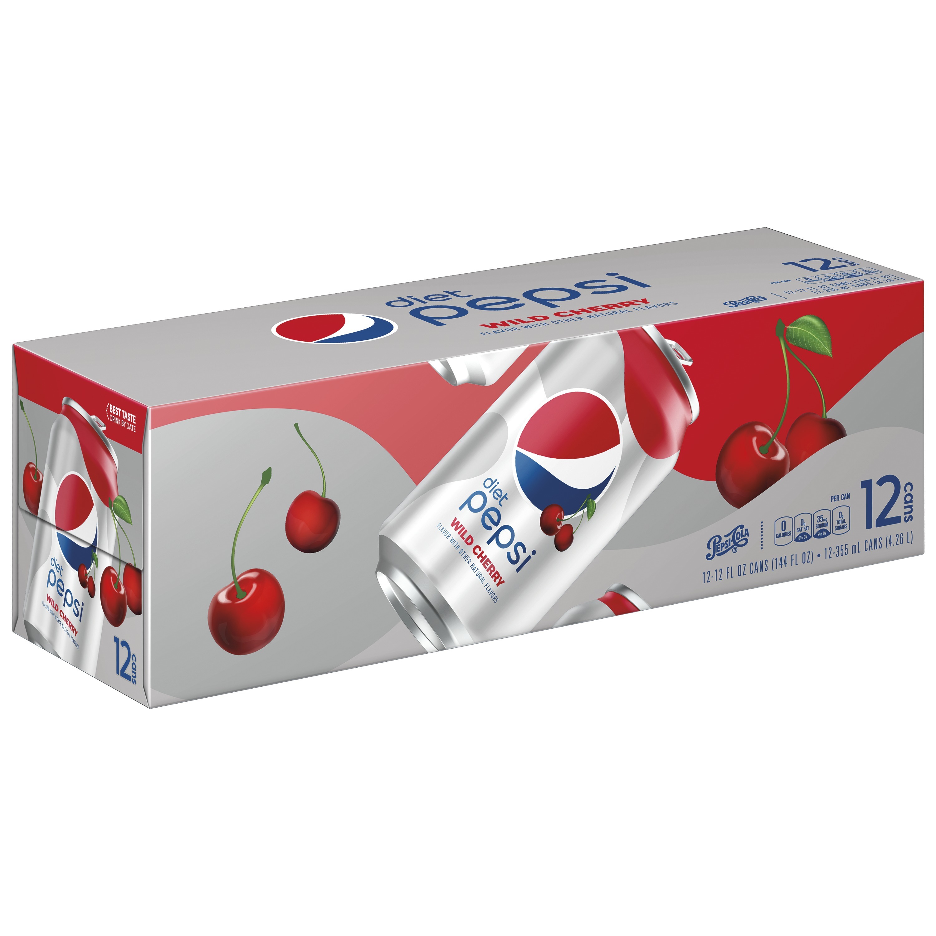 Diet Pepsi Wild Cherry Soda Pop, 12 fl oz Cans, 12 Pack thumbnail 3