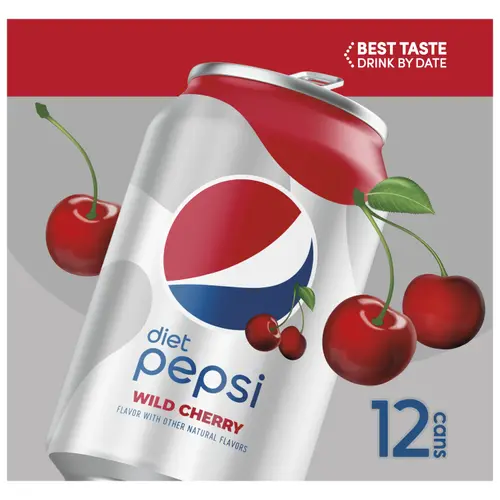 Diet Pepsi Wild Cherry Soda Pop, 12 fl oz Cans, 12 Pack thumbnail 4