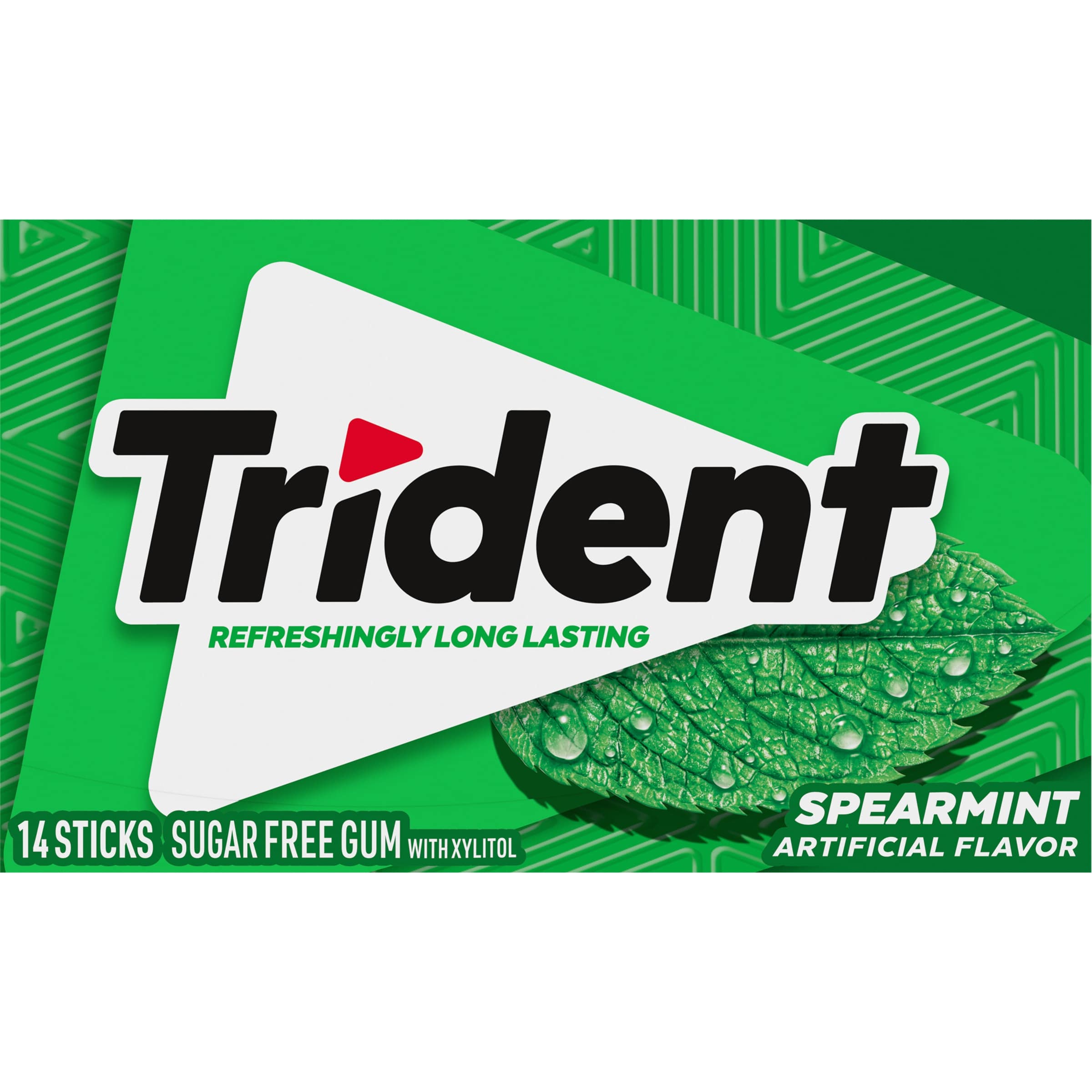 Trident Sugar Free Gum, Spearmint, Regular Size, 14 Pieces