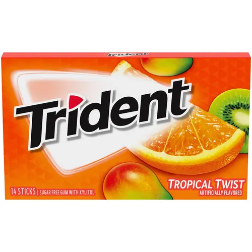 Trident Sugar Free Gum, Tropical Twist, Regular Size, 14 Pieces